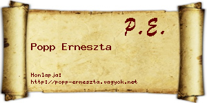 Popp Erneszta névjegykártya